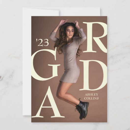 GRADタイポグラフィカスタム写真卒業 案内状 (正面)