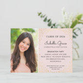 GRADパーティーグラム金ゴールド紙吹雪スタイリッシュフォトピンク 招待状 (スタンド正面)