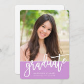 GRADパーティーシック写真トレンディー書道パープル 招待状 (正面/裏面)