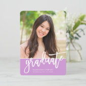 GRADパーティーシック写真トレンディー書道パープル 招待状 (スタンド正面)