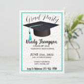 GRADパーティーターコイズブルーカラー – 2枚の写真 招待状 (スタンド正面)