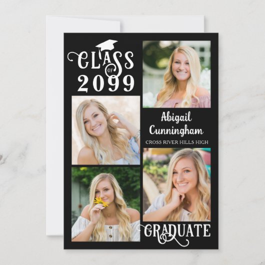 Gradパーティー5枚の写真ファンシークラス年表 招待状 (正面)