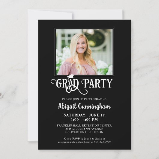 Gradパーティー5枚の写真ファンシークラス年表 招待状 (裏面)