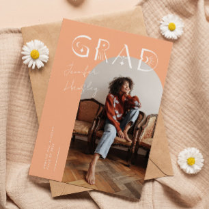GRADピーチアーチ神秘的な卒業発表 サンキューカード