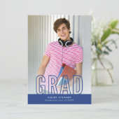 GRADフォトモダンアウトライン型オーバーレイ王室のブルー 招待状 (スタンド正面)