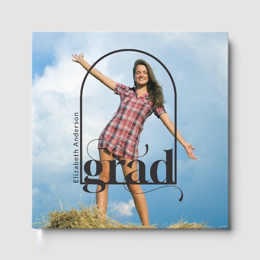 GRADブラックモダンアーチフォト卒業パーティー ゲストブック (正面)