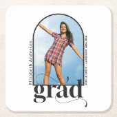 GRADブラックモダンアーチフォト卒業パーティー スクエアペーパーコースター (正面)