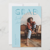 GRADブルーアーチ神秘的な卒業発表 サンキューカード (正面)