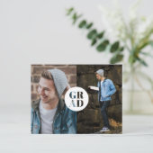 GRADモダン金ゴールドグリッターシンプル3写真卒業 シーズンポストカード (スタンド正面)