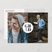 GRADモダン金ゴールドグリッターシンプル3写真卒業 シーズンポストカード (正面/裏面)