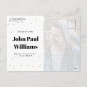 GRADモダン金ゴールドグリッターシンプル3写真卒業 シーズンポストカード (裏面)