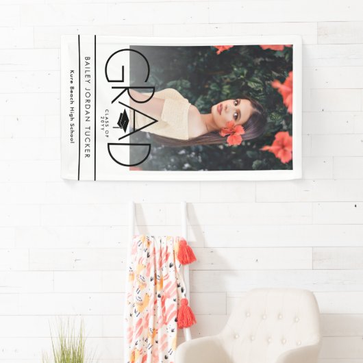 GRADモダン Cap白黒写真卒業 横断幕 (インサイチュ)