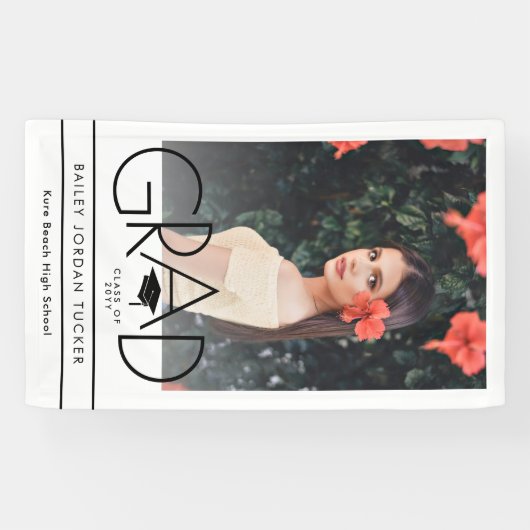 GRADモダン Cap白黒写真卒業 横断幕 (横)