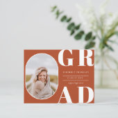 GRAD丸めフォトフレーム卒業招待状 ポストカード (スタンド正面)
