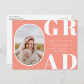 GRAD丸写真フレーム卒業招待状 ポストカード (正面/裏面)