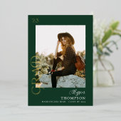 GRAD写真モダン卒業 – グリーンフォイル 箔招待状 (立ち正面)