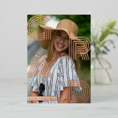 GRAD写真卒業バラゴールドフォイル招待状 箔招待状 (立ち正面)