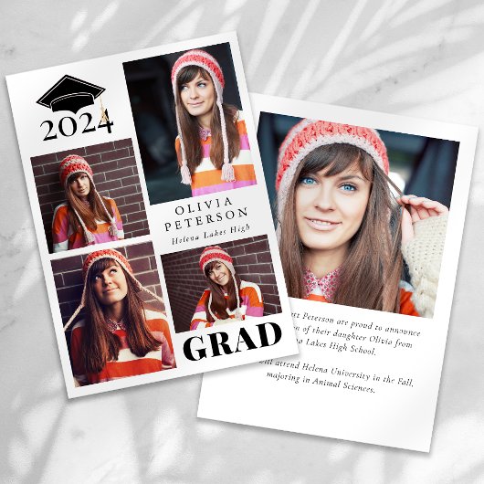 GRAD写真数々のコラージュ卒業 案内状