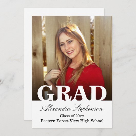 GRAD型オーバーレイ写真卒業発表 招待状 (正面/裏面)