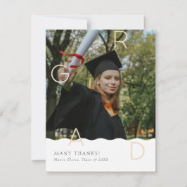 GRAD文字のフォイルと波状のエッジ サンキューカード