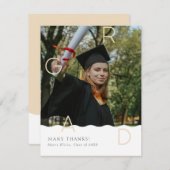 GRAD文字のフォイルと波状のエッジ サンキューカード (正面/裏面)