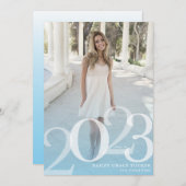 GRAD はっきりした 2023オーバーレイライトブルー卒業 案内状 (正面/裏面)