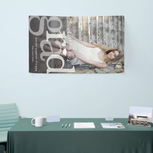 GRAD はっきりした BLACK OVERLAYグラデーションフォト卒業 横断幕 (トレードショー)