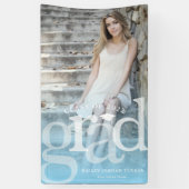 GRAD はっきりした Blueオーバーレイグラデーション写真卒業 横断幕 (縦)