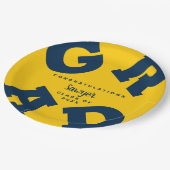 GRAD はっきりした Blue on Yellow卒業 ペーパープレート (アングル)