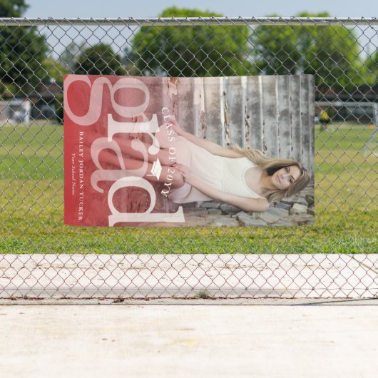 GRAD はっきりした Redオーバーレイグラデーション写真卒業 横断幕 (インサイチュ)