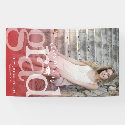 GRAD はっきりした Redオーバーレイグラデーション写真卒業 横断幕 (横)