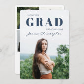 Grad コンテンポラリー 5フォトコラージュの卒業アノウ 案内状 (正面/裏面)