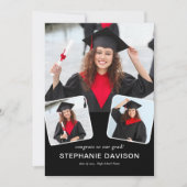 Grad モダン 2023ブラックへのフォトおめでとう3枚 案内状 (正面)