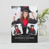 Grad モダン 2023ブラックへのフォトおめでとう3枚 案内状 (スタンド正面)