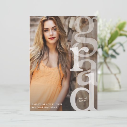 GRAD モダン Overlay Gray卒業発表 招待状 (スタンド正面)