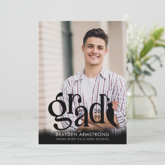 GRAD モダン Tassel 2枚の写真ブラックオーバーレイ 案内状 (スタンド正面)