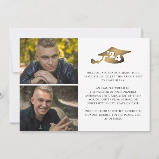 Grad モダン Year黒金ゴールドグラデーション3枚 案内状 (裏面)