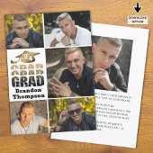 Grad モダン Year Black金ゴールドグラデーション6枚 案内状