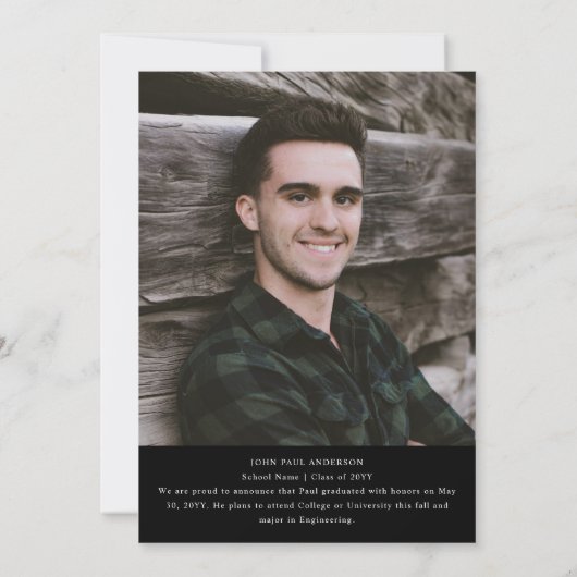 GRAD モダンScript High School 2写真卒業 案内状 (裏面)