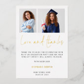 Grad 2022 2写真金ゴールドフォイルサンキューカード 箔招待状 (正面)