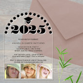 Grad 2025かわいい3フォトコラージュ白黒パーティー アクリル招待状