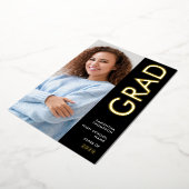 Grad 2025フォトブラック金ゴールドホイル実在発表 箔招待状 (回転した状態)