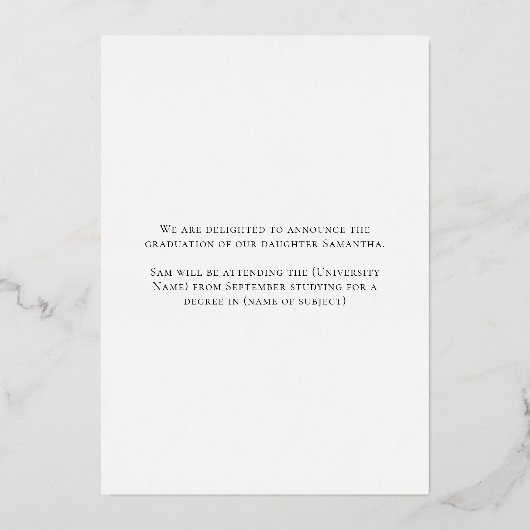 Grad 2025フォト金ゴールドフォイル実在発表 箔招待状 (裏面)