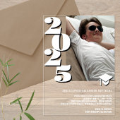 Grad 2025写真モダン白と黒のクールパーティー アクリル招待状