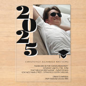 Grad 2025写真モダン白黒のクールパーティー アクリル招待状 (正面)