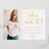 Grad 2025写真彼女はそれを金箔発表した 箔招待状 (正面)