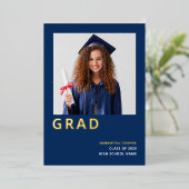 Grad 2025金実在箔ブルー発表 箔招待状 (立ち正面)