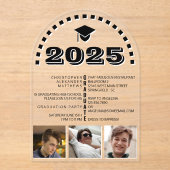 Grad 2025 3写真クールコラージュ白黒パーティー アクリル招待状 (正面)