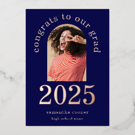 Grad 2025 Arch Photo Navyバラゴールドフォイル発表 箔招待状