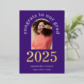 Grad 2025 Arch Photo Purple Gold Foil発表 箔招待状 (立ち正面)